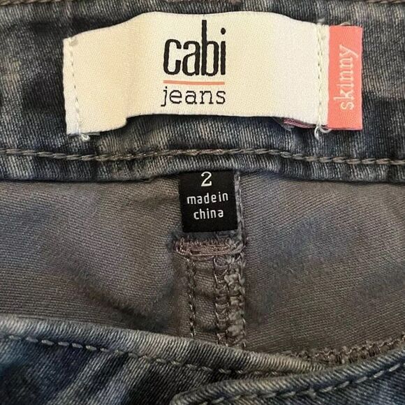 Cabi Grid Skinny Jeans #3047 Stretch Blue Tie Dye Plaid Denim Pant Womens 2 Boho - Picture 5 of 11
